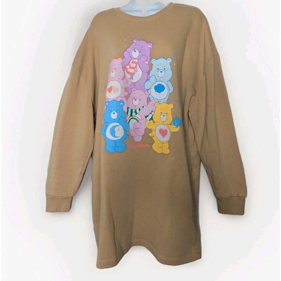 Grayson Social Juniors Womens Sleep Dress Care Bears Tan Soft Sweatshirt Size XL - Picture 5 of 10